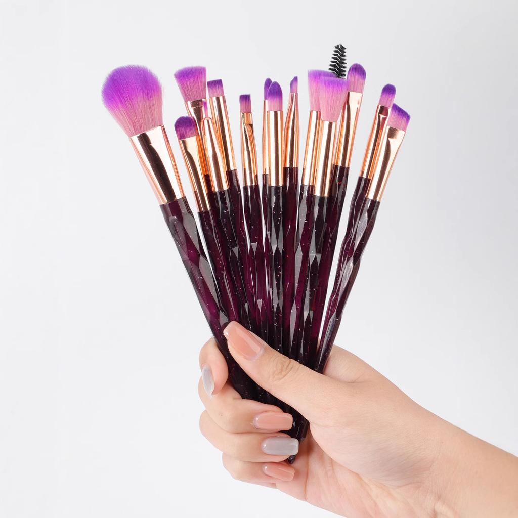 15 Makeup Brush Set Diamond Handle Soft Bristle Concealer Brush Blush Brush Eye Brush Eyeshadow Brush Beauty Tool