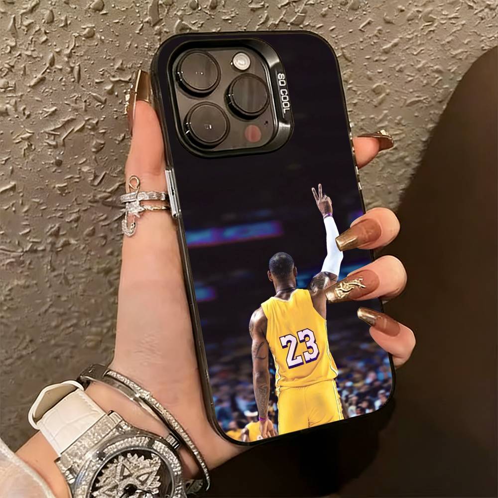 

L-LeBron James-S 23 Phone Case For iPhone 17,16,15,14,13,12,11 Plus,Pro Max,XS,Colored Silver Plated Inside Cover iPhone14ProMax