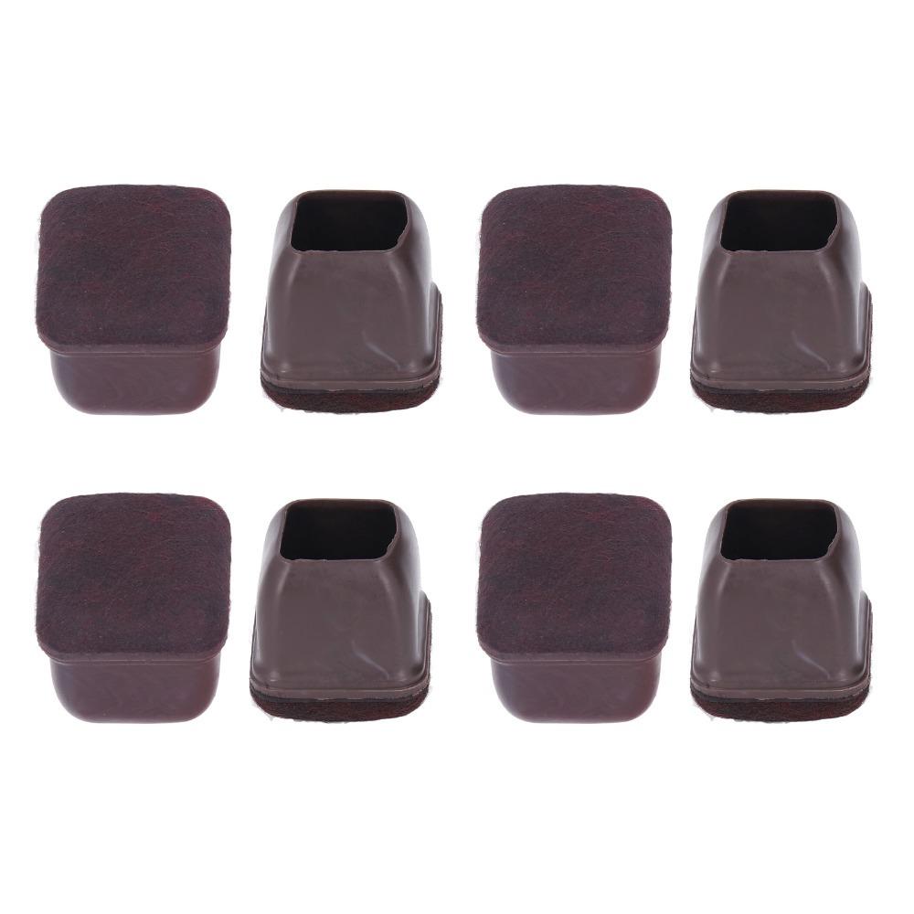 8pcs Rectangle Shape Chair Leg Covers TPE Material Brown Color Floor Protectors Anti-Scratch Protectors Indoor Furniture