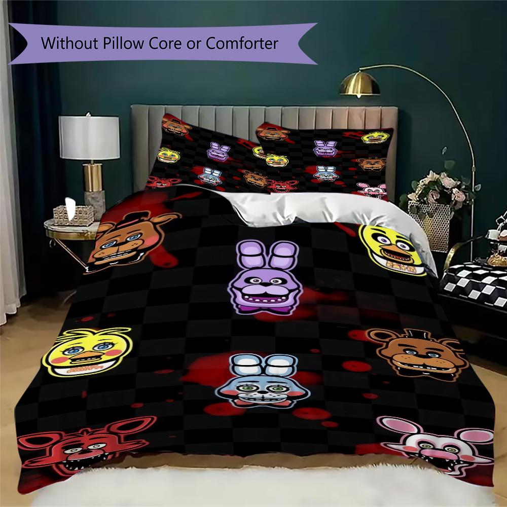 Five Creepy Nights Freddy'S Bedding Without Core 1 Duvet Cover 2 Pillowcase Without Core Soft And Comfortable Christmas Birthday Gift
