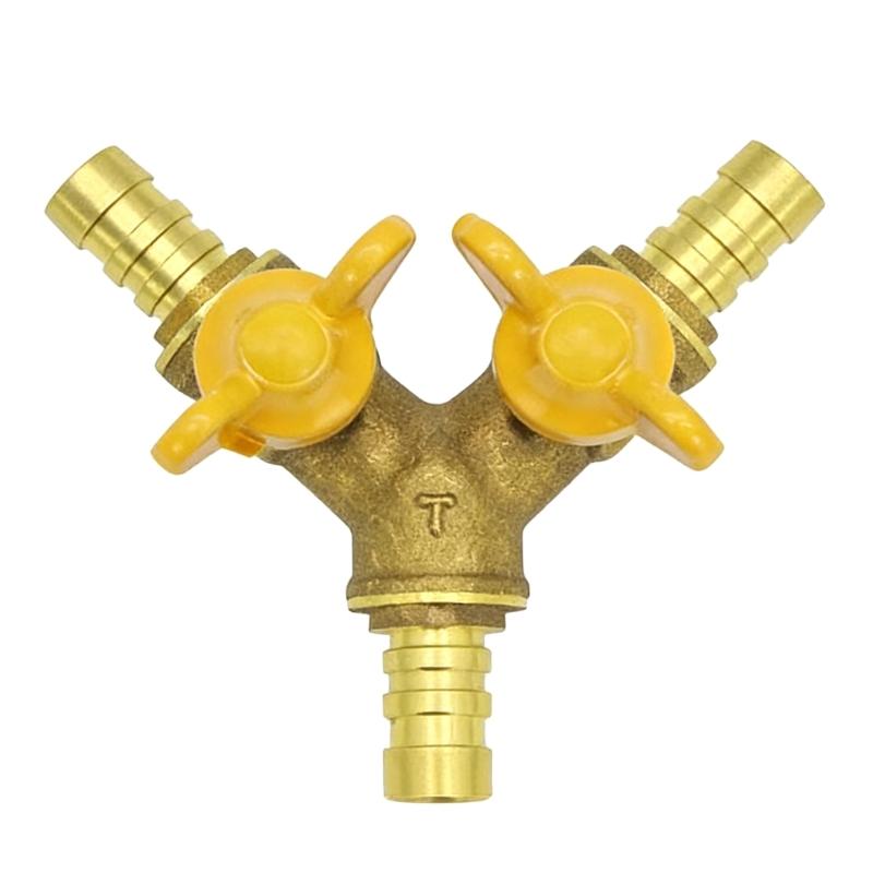 Brass 2 Way Tap Adapter Garden Irrigation 2 Way Double Tap Hose Adapter Adjustable Control Faucet Connector Adapter