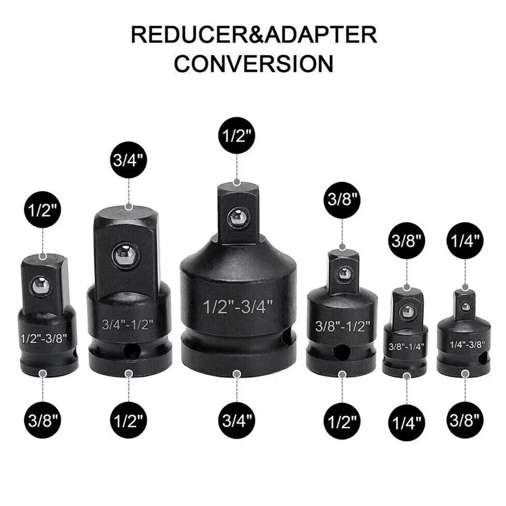 Socket Adapter Driver and Wrench Conversion Kit Set of 6 Multifunctional Socket Adapter Kit for Automotive Carpentry