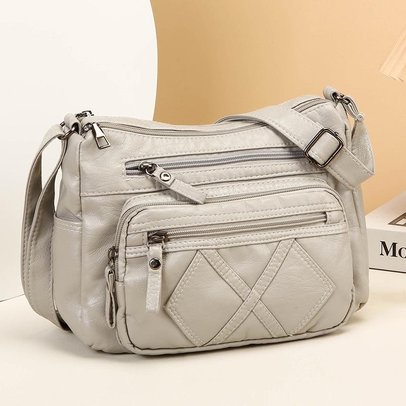 Fashion mother bag new women's bag multi-layer large-capacity soft leather shoulder messenger bag simple retro backpack women