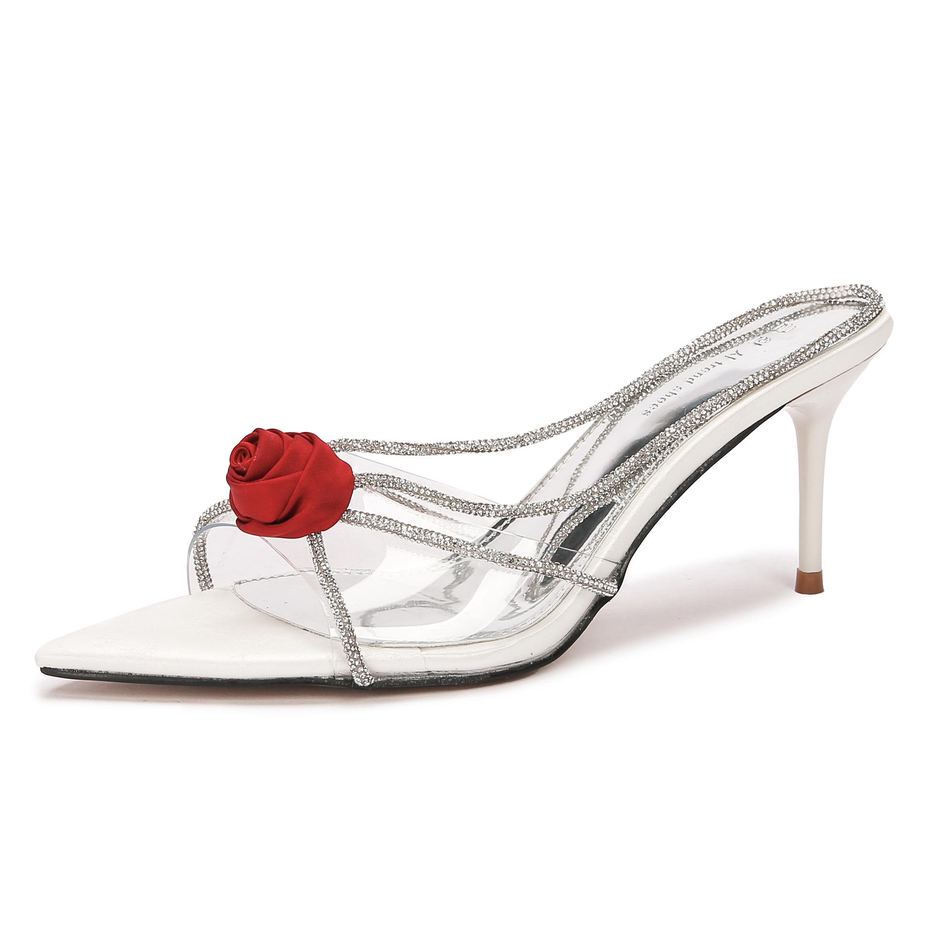 

Women s high heels, women s thin heels, royal sister style, open-toed rhinestone pointed sandals, women s high-end skirt 39