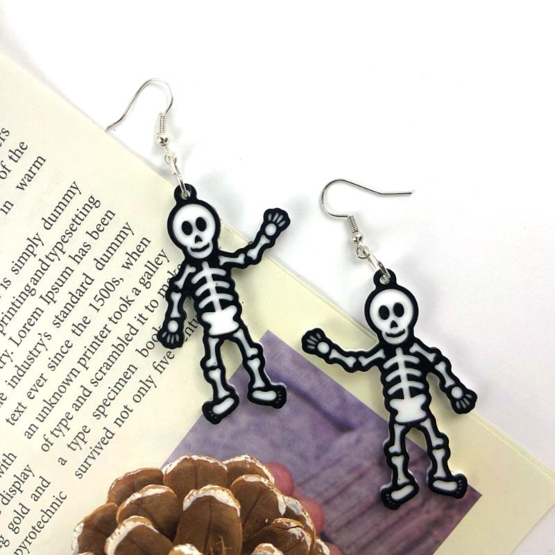 Geometric Human Skeleton Earring Epoxy Resin Silicone Mold Luggage Bag Tags Casting Molds with Hole for DIY Crafts