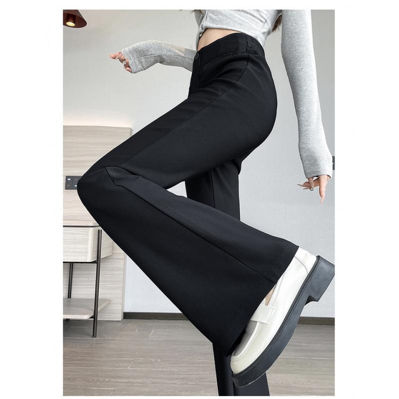 Black Flared Pants for Women 2025 Autumn Winter New High Waist Slimming Slightly Flared Pants Floor-Length Straight Narrow Suit Pants