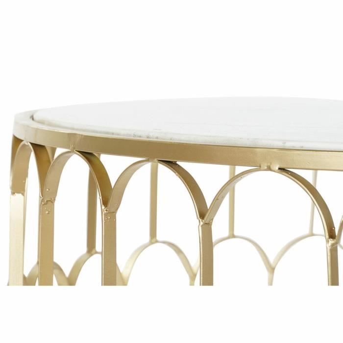 Table D'appoint En Marbre Et Fer - Blanc - 87 X 87 X 51.5 Cm