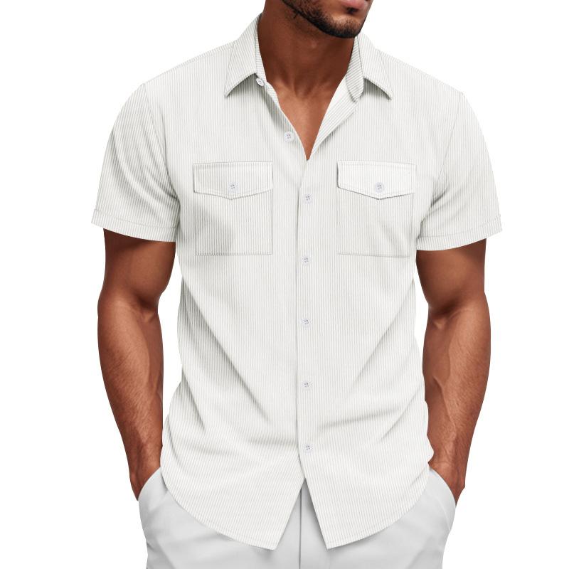 

Мужская повседневная рубашка с коротким рукавом, нагрудными карманами и воротником на пуговицах, доступна в нескольких цветах S белый