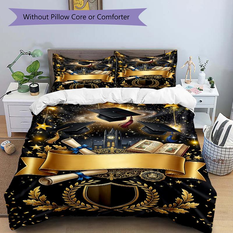 Achievement Education Print 3Pcs Bedding Setduvet Cover With 2 Bedropillowcase Home Birthday Gift