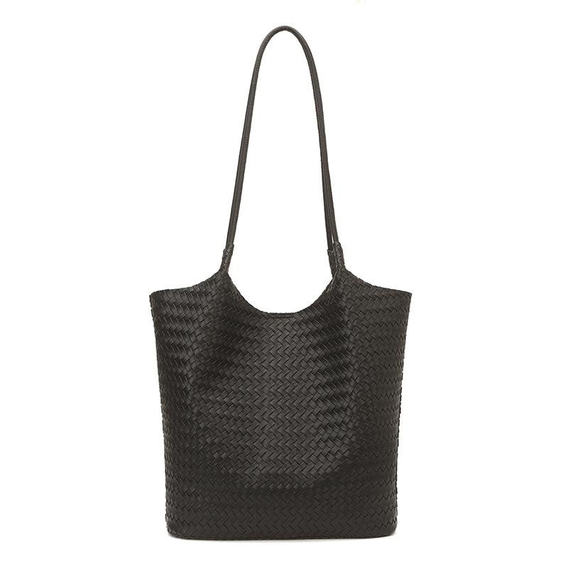 

Women s Woven Tote Bag Large Capacity Summer Beach Shoulder Bag for Daily Use чёрный