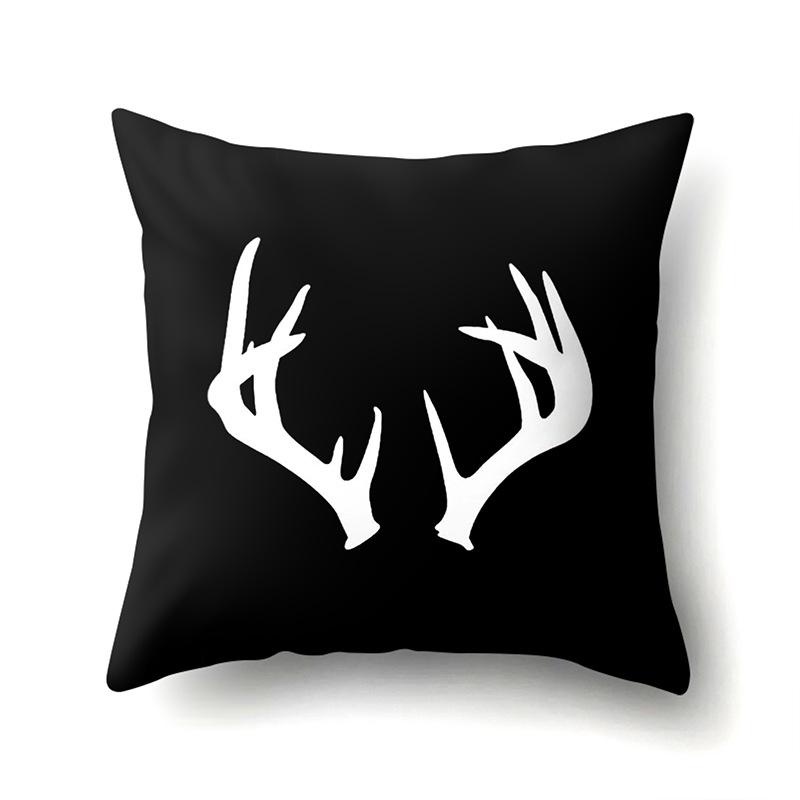 Polyester Pillowcase Peach Leather Velvet Black and White Geometric Printed Pillowcase Waist Cushion Cover Bedside Cushion Cover Bedside Cushion Cover