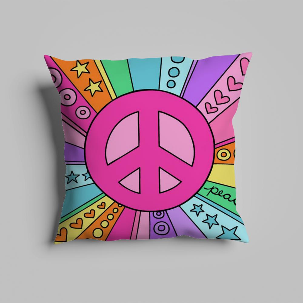 Kissenbezug luxuriös Home-Office, Sofa dekorativ Mehrgrößen Auto-Sitzkissen, Kissenbezüge Friedenszeichen Blume Ölmalerei