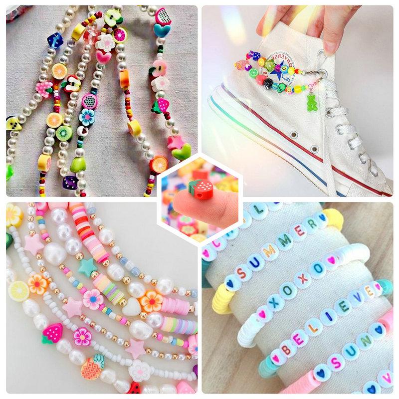 Polymer Clay Beads Kit 15 Style Cute Heart Star Clay Beads Charms for Jewelry Necklace Earring Making DIY Bracelet Accessories