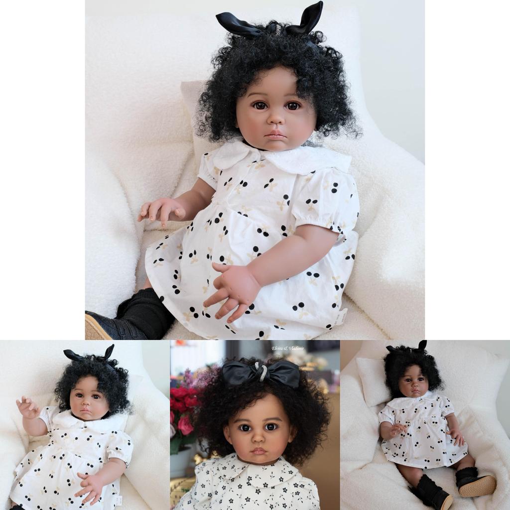 Cherry Print Doll Costume Silicone Reborn Baby Girl For Collectors And Play