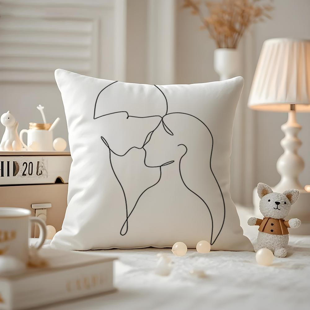 Простая черно-белая пара, линейный чехол на подушку, противопылевой чехол на подушку, невидимая молния, шелковистый короткий плюшевый чехол на диванную подушку 12x12Inch