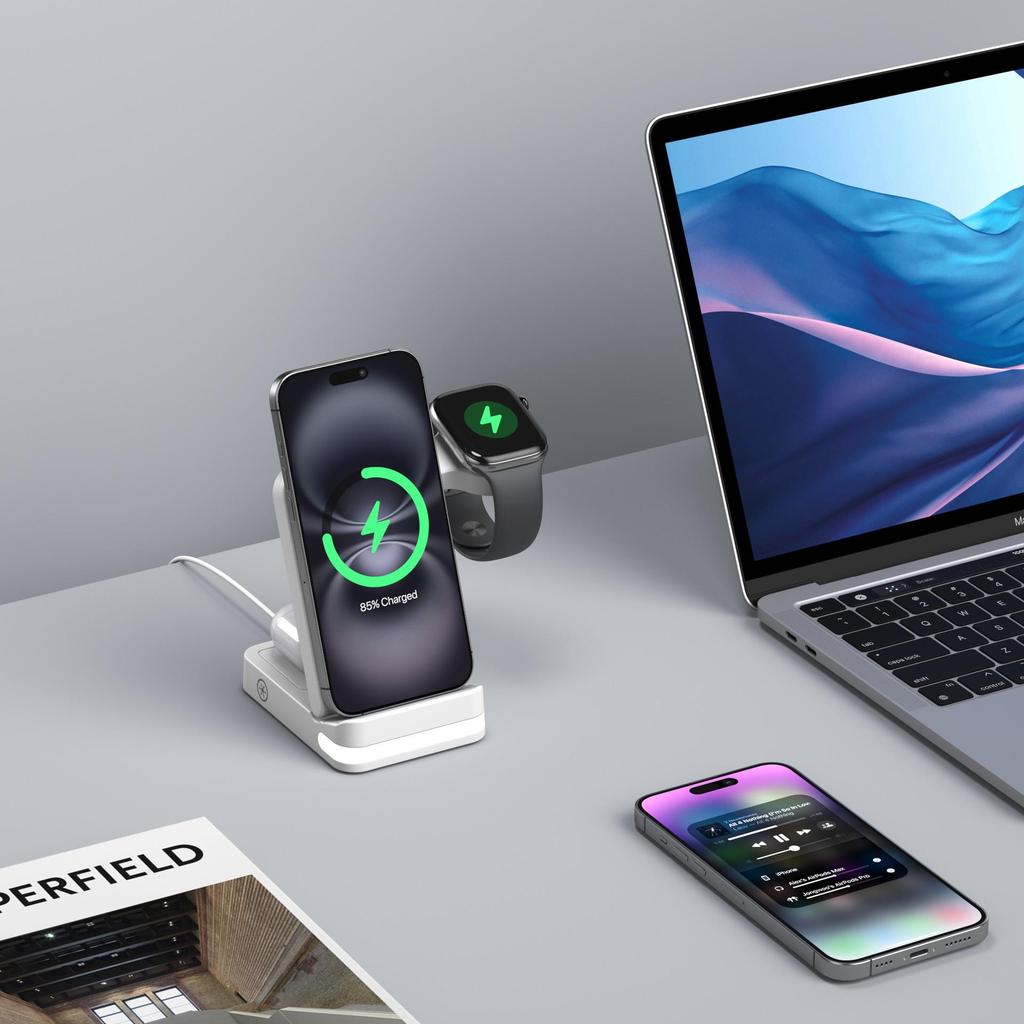 3-in-1 15W Fast Charging Foldable Wireless Charger for Apple, Samsung, Huawei & Google Devices