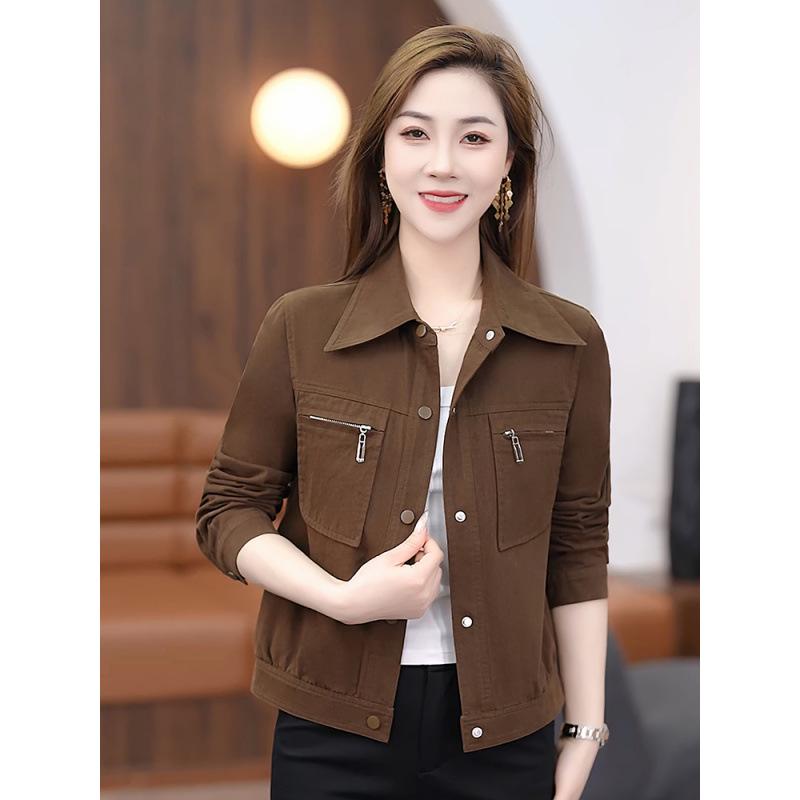 

Spring Women s Brick Red Casual Lapel Jacket XL кавовий