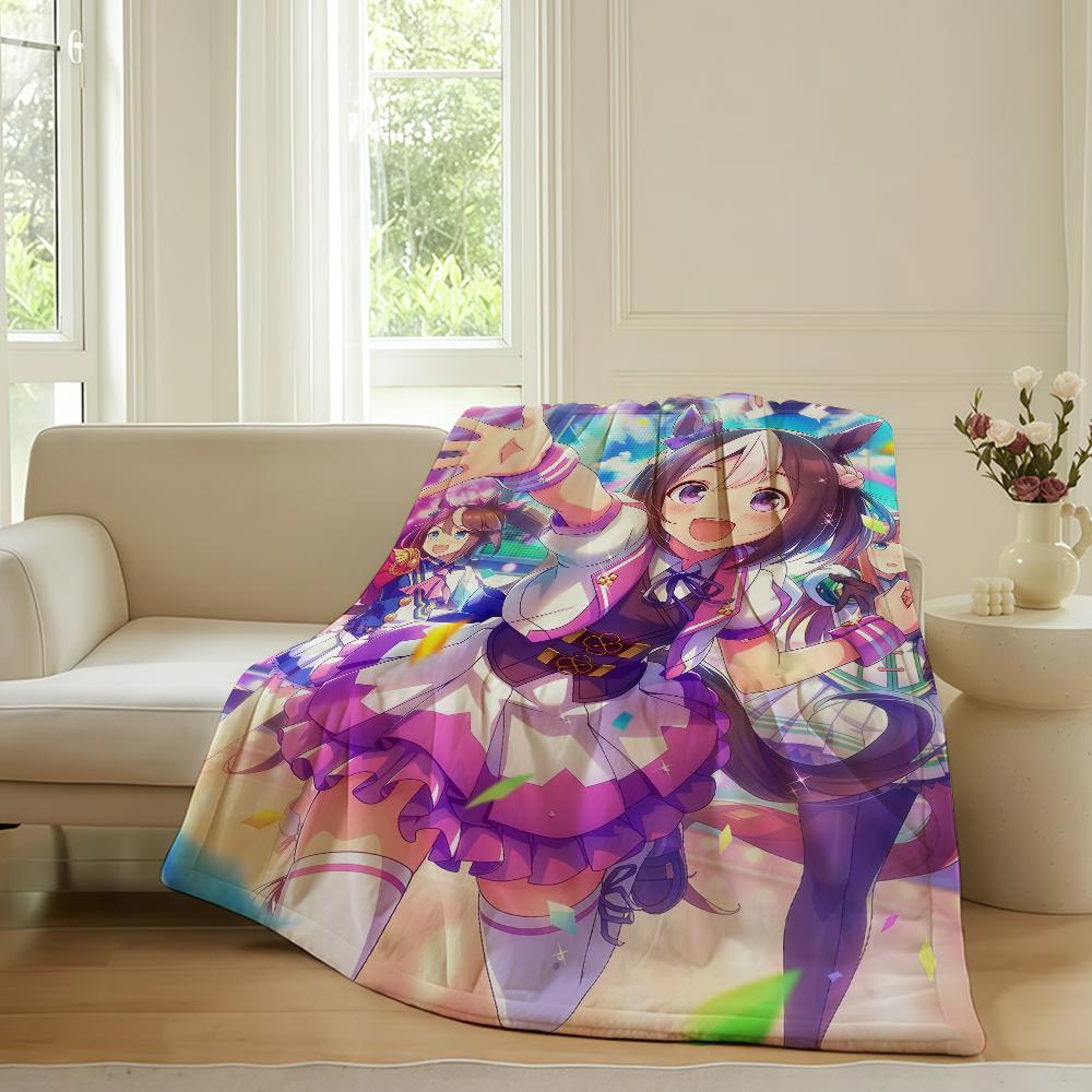 Anime Umamusume Pretty Derby Blanket For Sofa Office Bed Plane Travel Sleep Read Relax Camping Soft And Warm