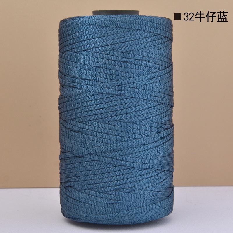 Mercerized Cotton Linen Light Body Ice Silk Flat Belt Wool Hand-Woven Crocheted Diy Hook Bag Hat Seat Cushion Hollow Thread