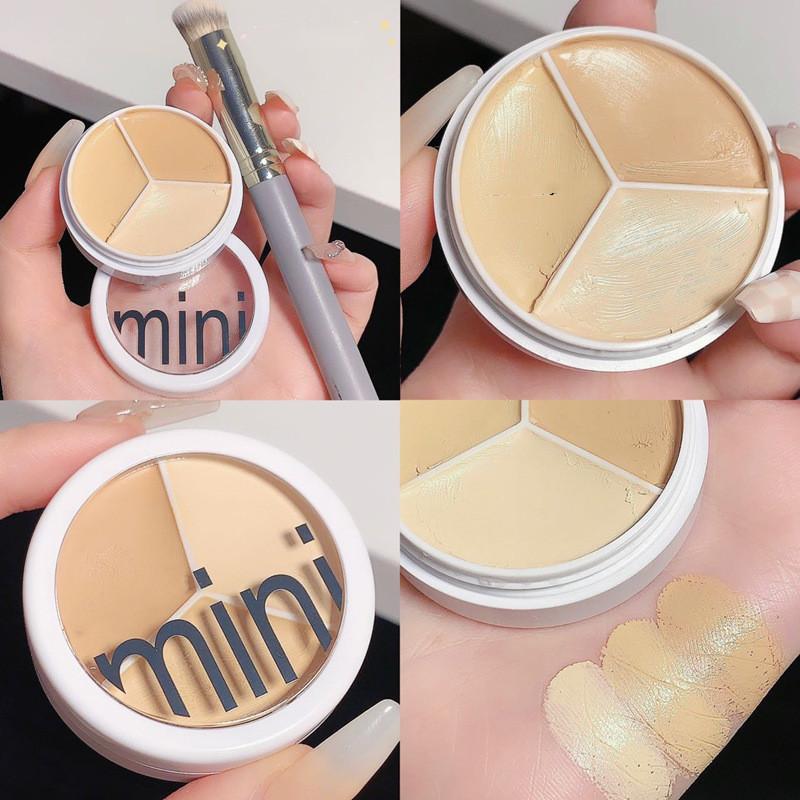 Round Holding Makeup Three Color Concealer Spot Acne Print Repair Foundation Dark Circles Are Not Easy To Stick Powder Wholesale