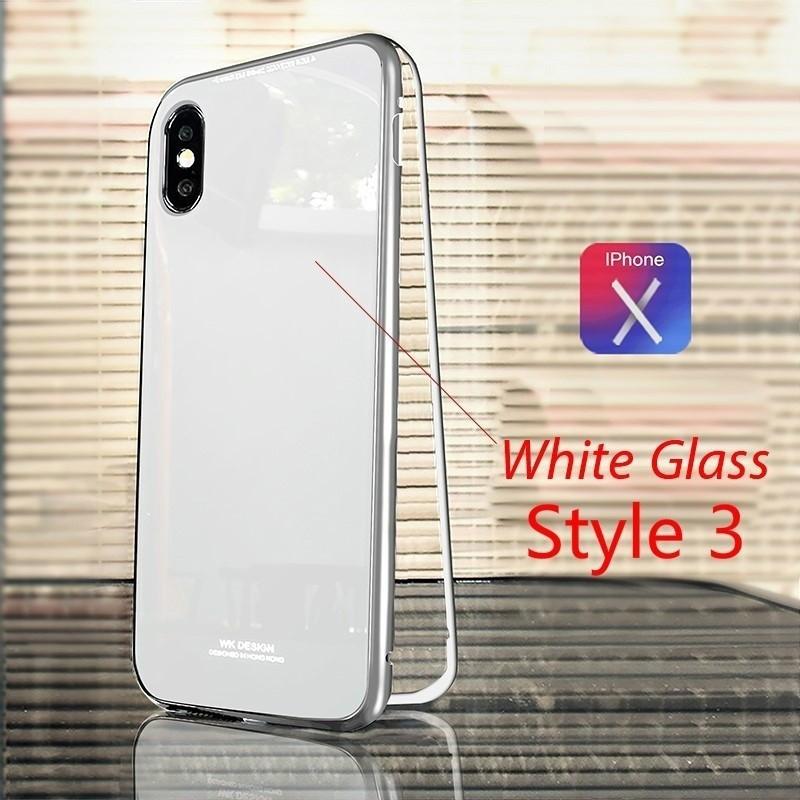 Flip Case Magnetic For Iphone X 8 7 Plus Clear Tempered Glass Film Phone Cases