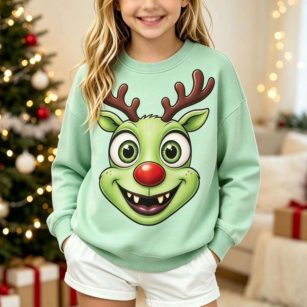 Boys Girls Kids Christmas Print Casual Comfortable Neck Long Sleeve Sweatshirt for Fall Winter