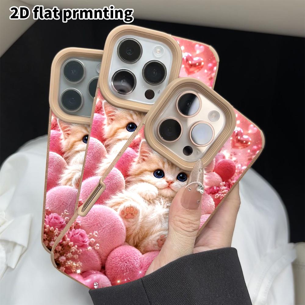 Phone Case: 2D Flat Lambskin Suitable for iPhone 18 17 16 15 14 13 Pro Protective Case, Gradient Kittens, Christmas and Halloween Gifts
