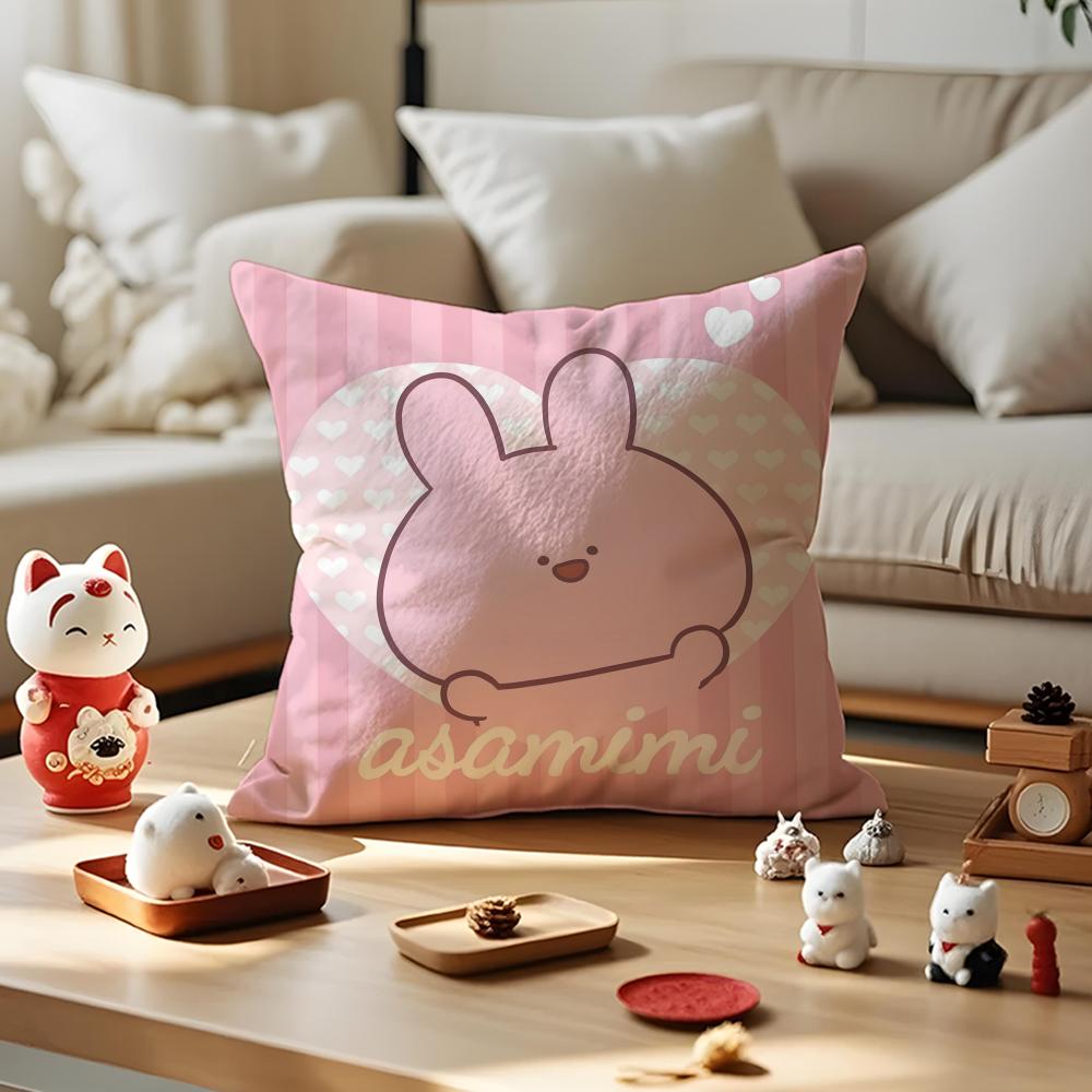 Asamimichaan Asleep Cute Asamimi Cushion Cover Silky Short Plush With Invisible Zipper Dustproof Sofa Pillow Case For Home Decor