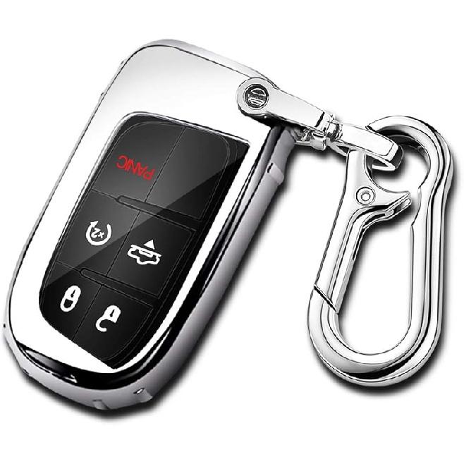 QBUC for Dodge Key Fob Cover 5 Button Silicone Remote Key Case for Dodge for Jeep Grand Cherokee