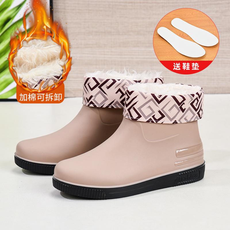 Women's water shoes fashion short rain boots new low water boots low-top rain boots waterproof glue shoe cover shoes hot