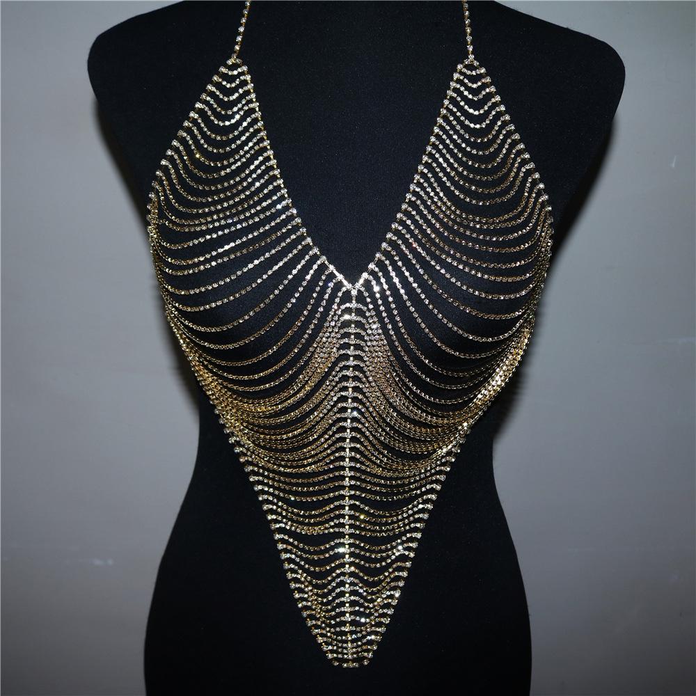 New Multi-Layer Rhinestone Bra Body Chain Women, European And American Nightclubs Sexy Onesie Body Chain