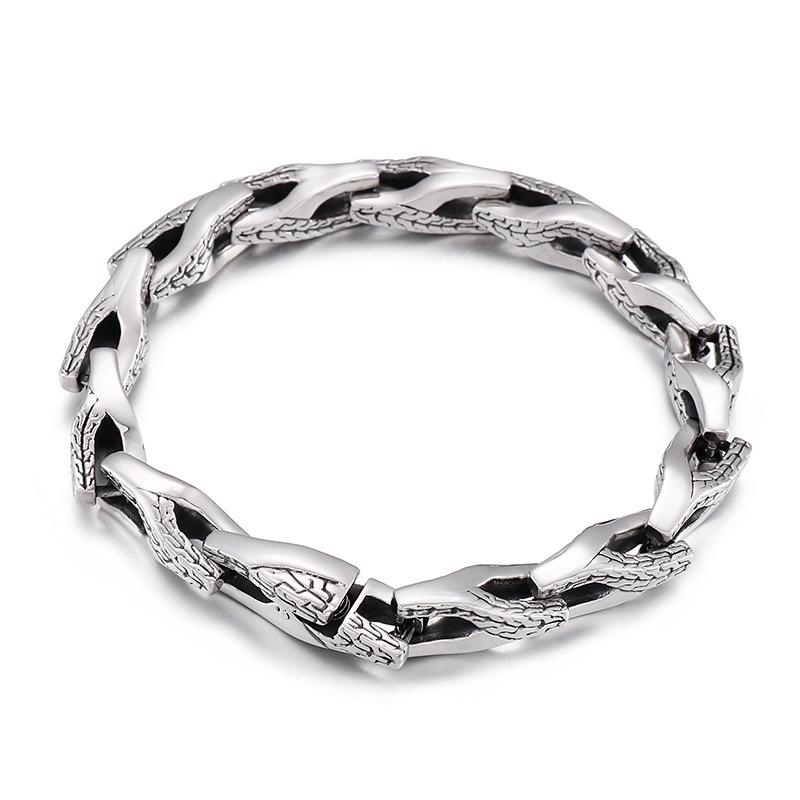 Męski Zestaw Bransoletki i Naszyjnika ze Stali Tytanowej w Stylu Retro Wężowy Splot