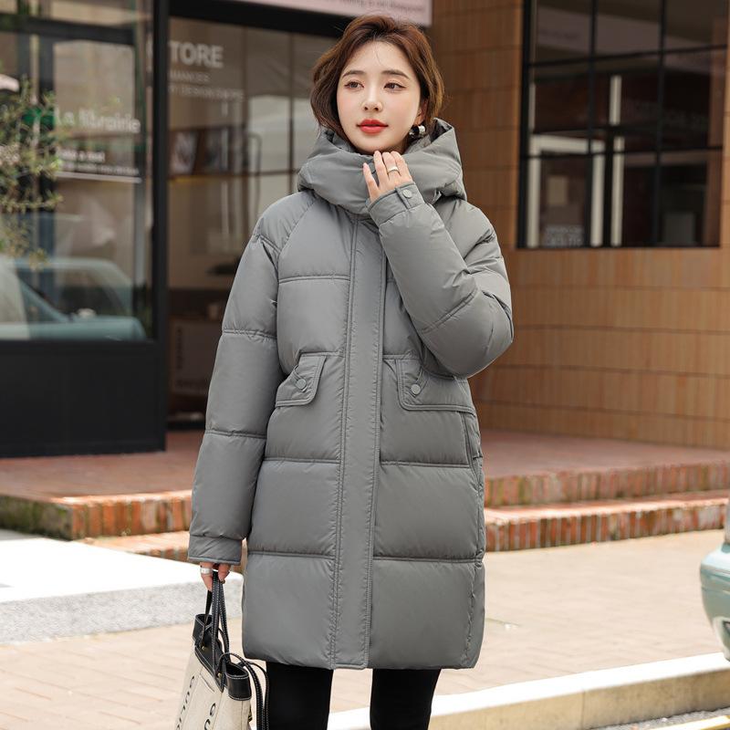Down cotton jacket women's 2025 new mid-length fashion loose thickened mid-length winter cotton jacket jacket
