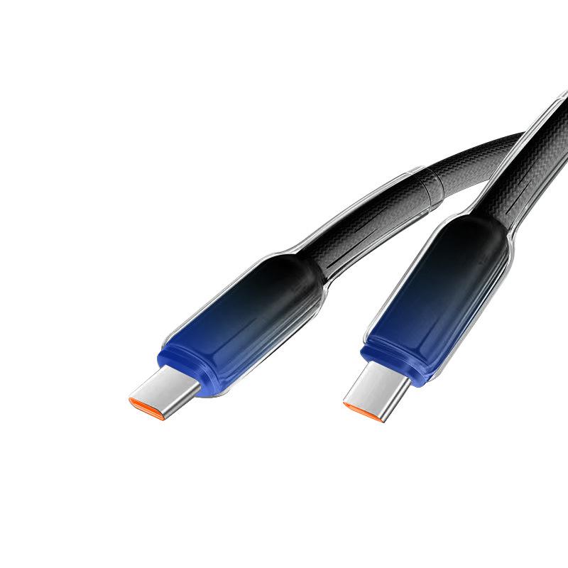 Ice Crystal Dual-Head Type-C Cable 120W, Compatible with Apple Huawei Laptops, 6A Fast Charging. 0.25 meters