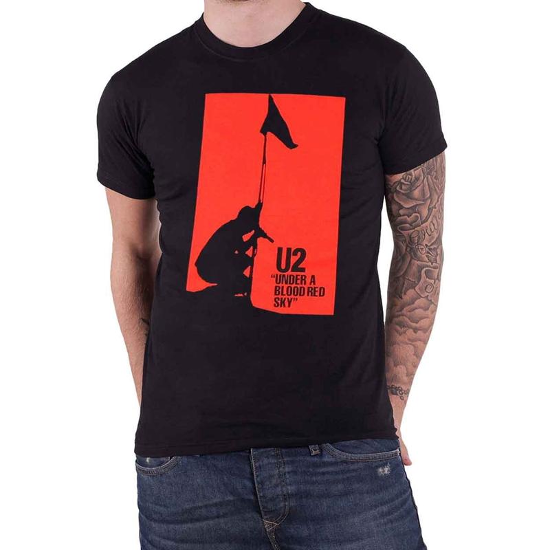 U2 T Shirt Under A Blood Red Sky Band Logo New Official Mens Black