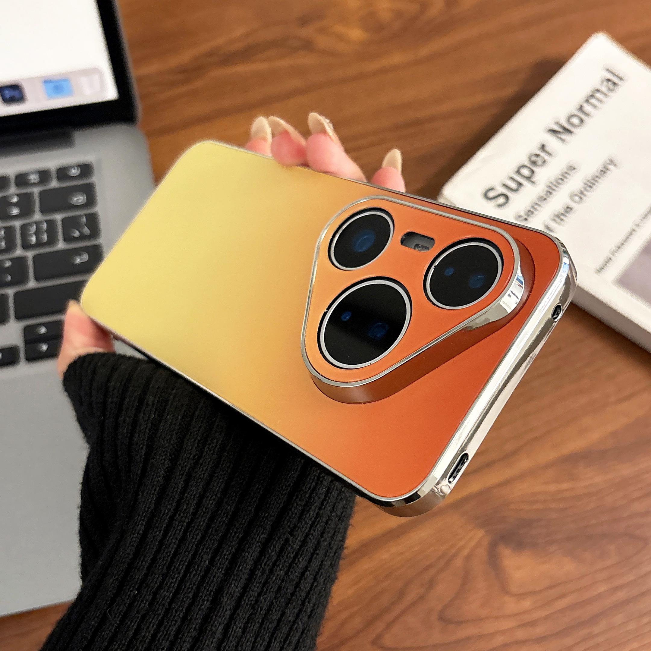 Matte Gradient Color Camera Protection Bumper Case For Huawei Pura 90 80 70 Pro Electroplating Frame Hard Back Shockproof Cover For Huawei Pura 90