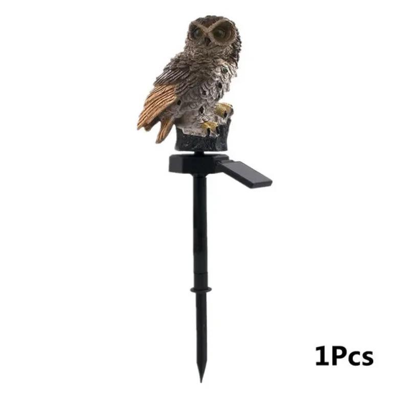 Solar Powered Owl Statue Light Outdoor Waterproof Light for Night Garden Hallowmas Lawn Patio Yard Pathway Fence Party Decor Lighting, with Stake