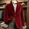 Men's Solid Color Corduroy Warm Pocket Suit Jacket Cardigan Men's Casual Suit