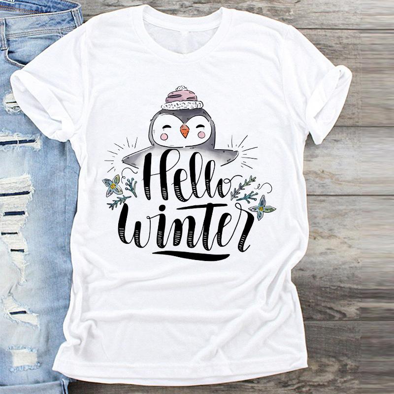Fashion Cute Christmas Tree Graphics Women T-Shirts Summer Blouse Loose Short Sleeve Shirts O-Neck Tops Female Clothes