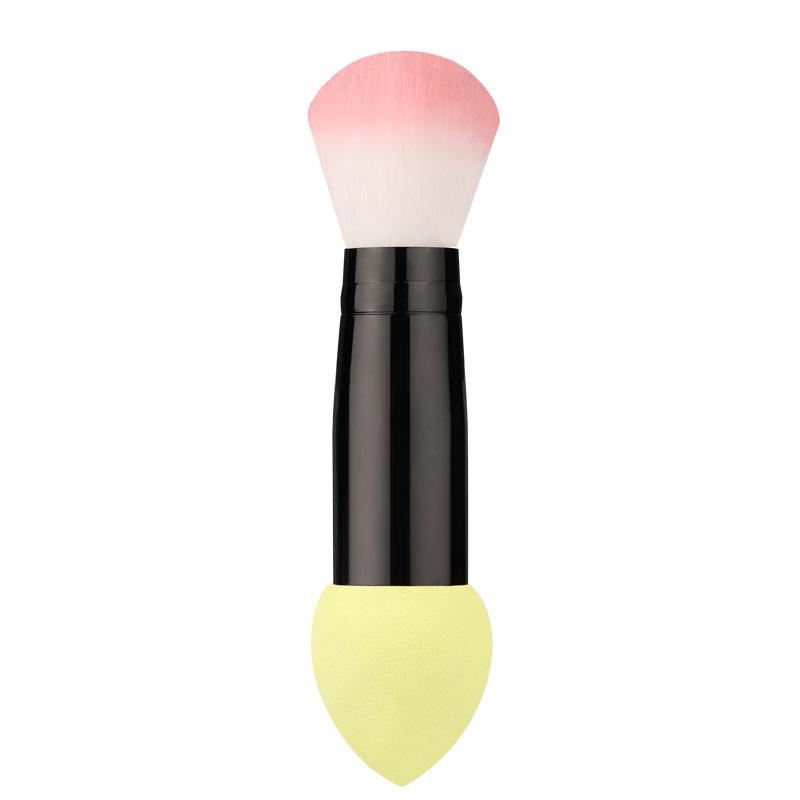 Double-Ended Blush & Foundation Brush with Non-Latex Sponge Puff