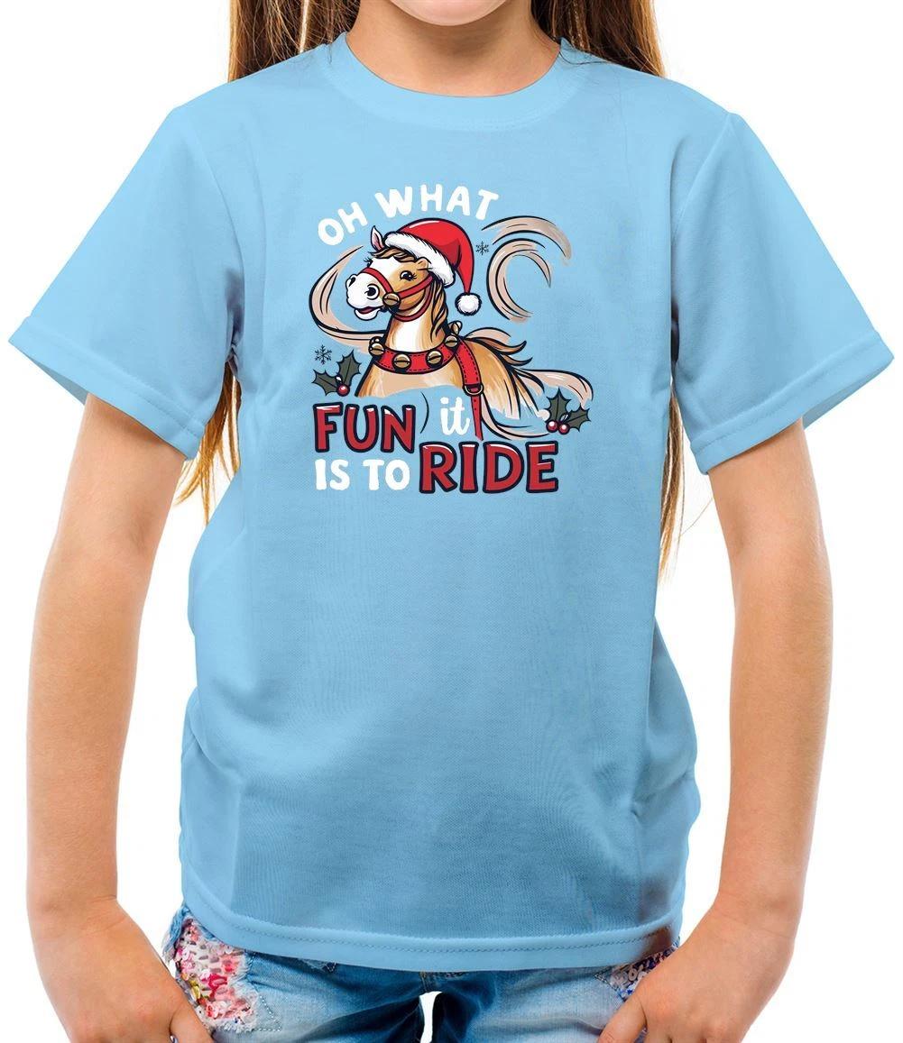 Oh What Fun It Is To Ride - Kids T-Shirt - Horses Ride Xmas Horse Christmas 100