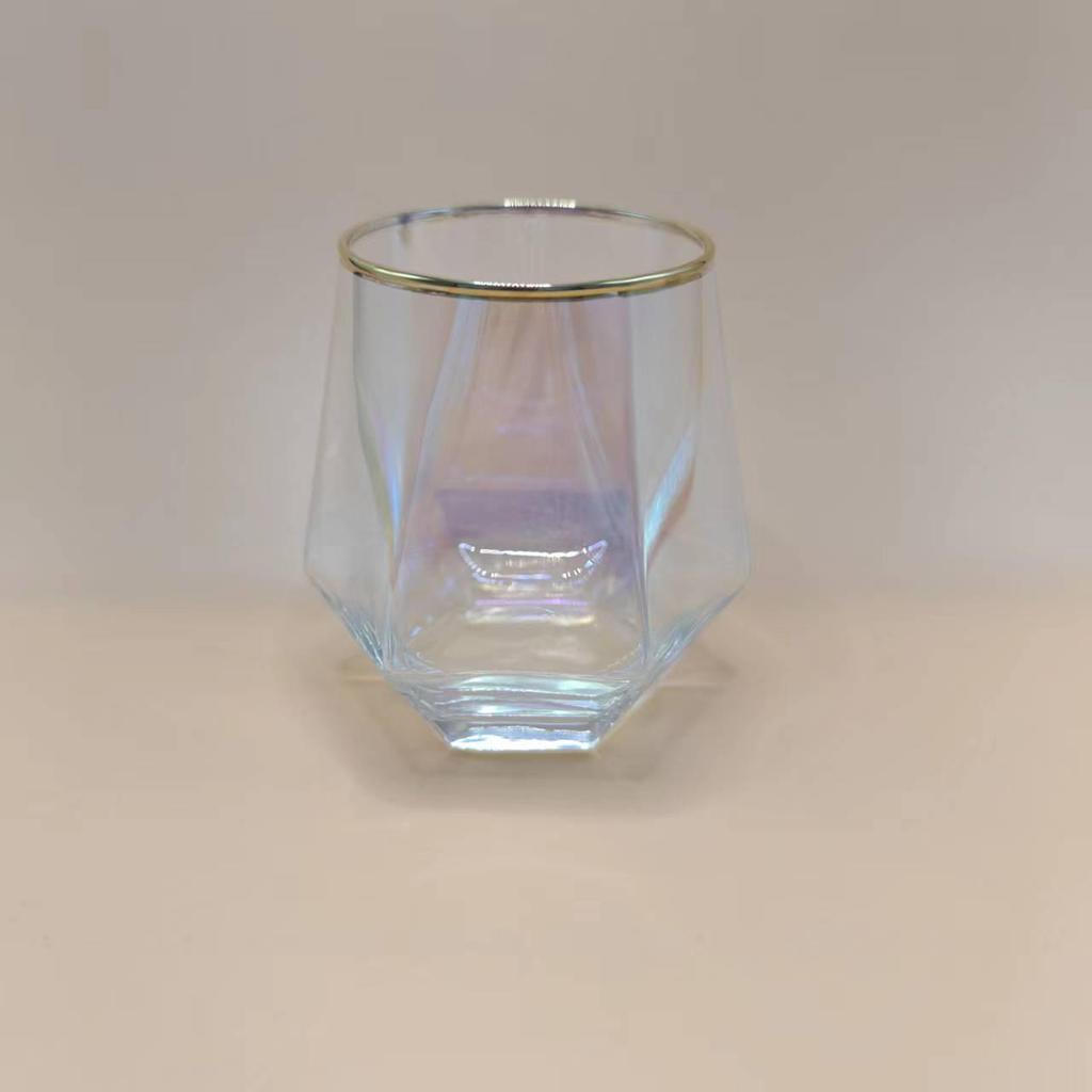 Sechseckiges Diamantglas: Bunter Getränke- und Whiskybecher