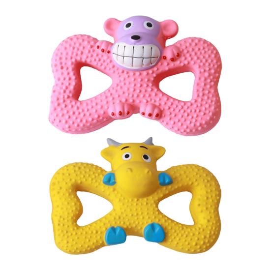 Squeaky Monkey Dog Toy Latex Monkey Shape Puppy Chew Toy Interactive Dog Teething Toy for Aggressive Chewers Teeth Cleaning Tug-of-War