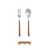 Stainless Steel Spoon and Fork Set with Imitation Wood Handle