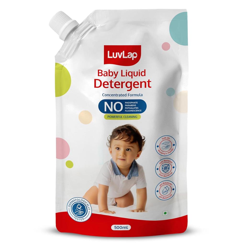 LuvLap Baby Waschmittel Nachfüllpackung, pH-neutral & Antibakterielle Formel, Sanft für empfindliche Haut - 500ml 650g