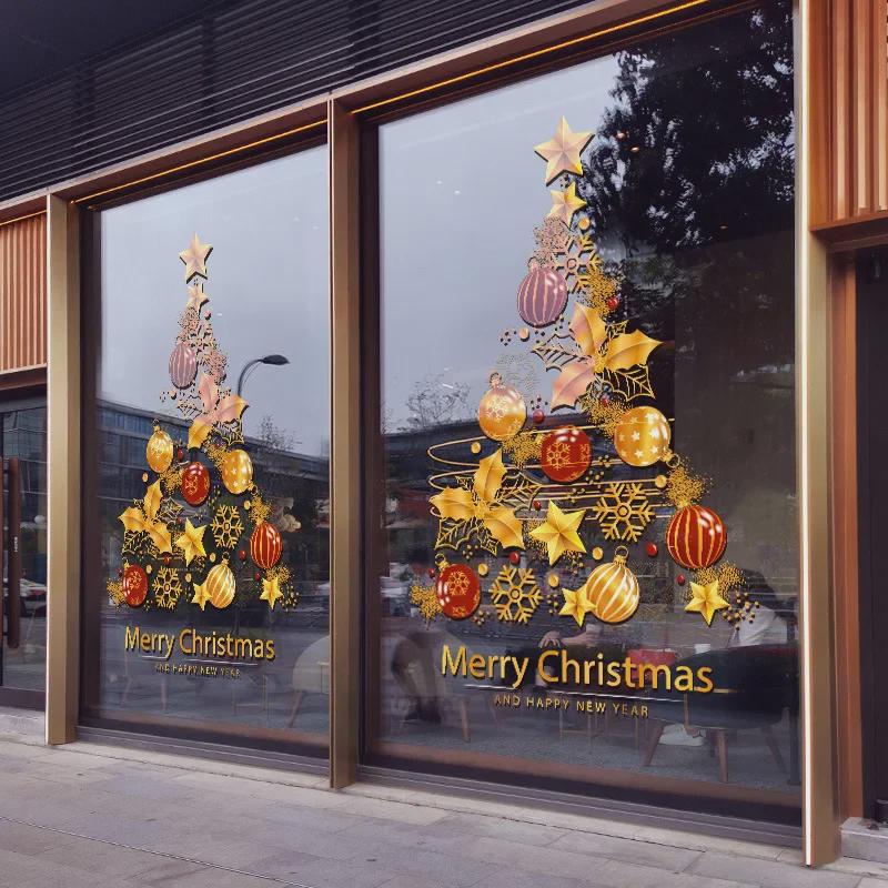 "2025 Festive Window Stickers: Christmas Tree & Holiday Designs for Homes & Shops"
