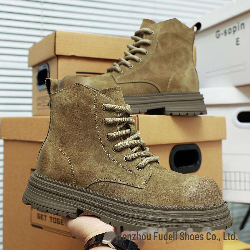 Men's 2024 Retro Martin Boots: British Style, Wear-Resistant, Thick-Soled, Autumn Trendy Yellow Boots