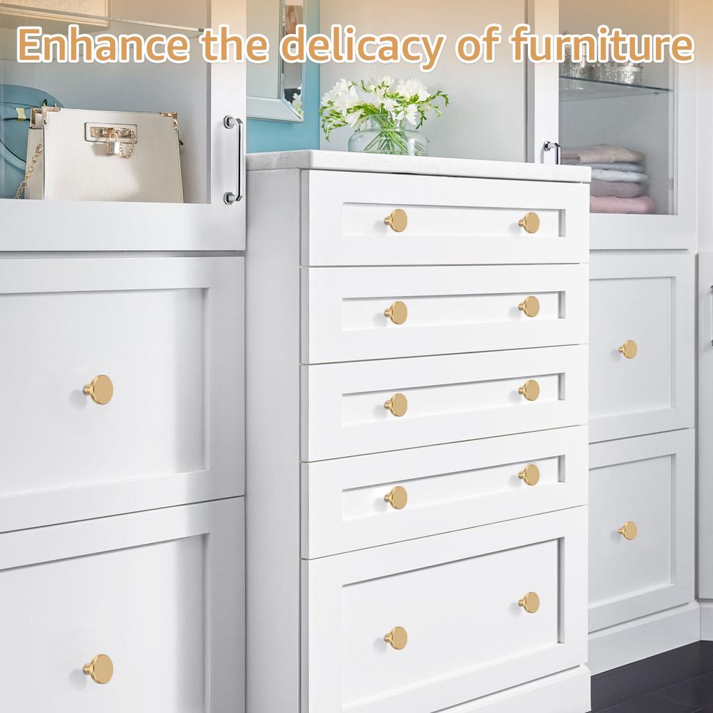 12Pcs Brass Furniture Handles Set Design Cupboard Door Cabinet Knob Dresser Single Center Round Pure Copper Handle