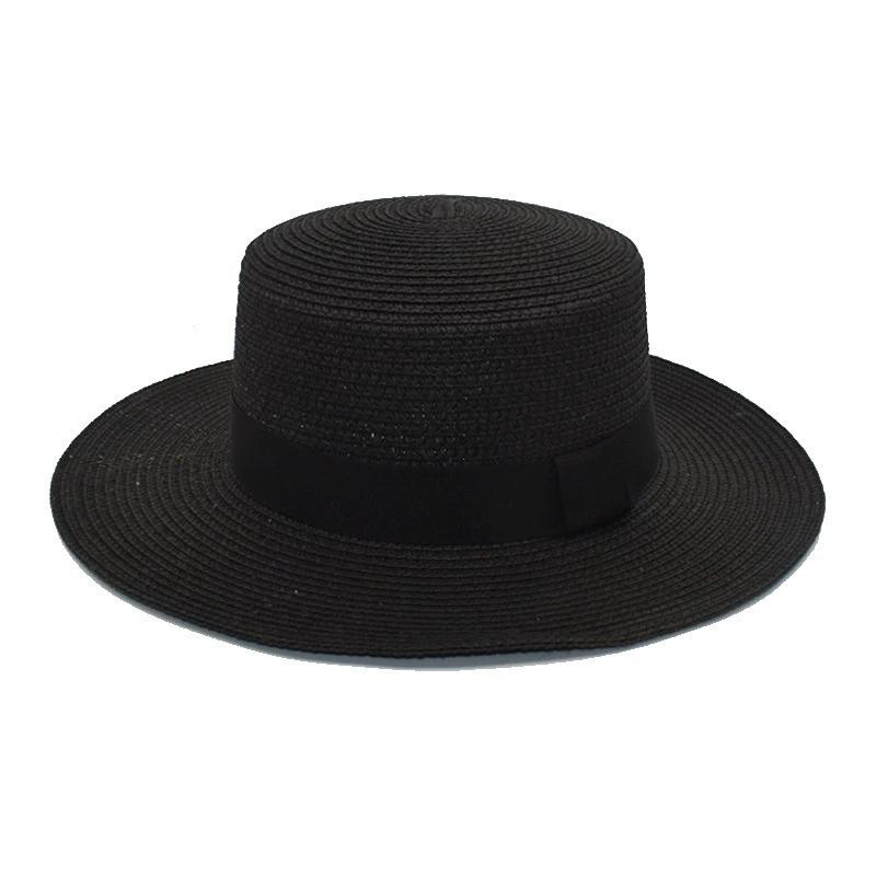 Summer Sun Protection Beach Flat-Brimmed Straw Hat Straw Woven Sunshade Hat Beach Wide-Brimmed Hat