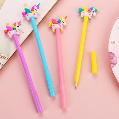 1Pc Kawaii Unicorn Gel Pens Cute Cartoon Neutral Pens Random 0.5mm Black Ink Writing Supplies School Office Stationery Gifts Back To School Season